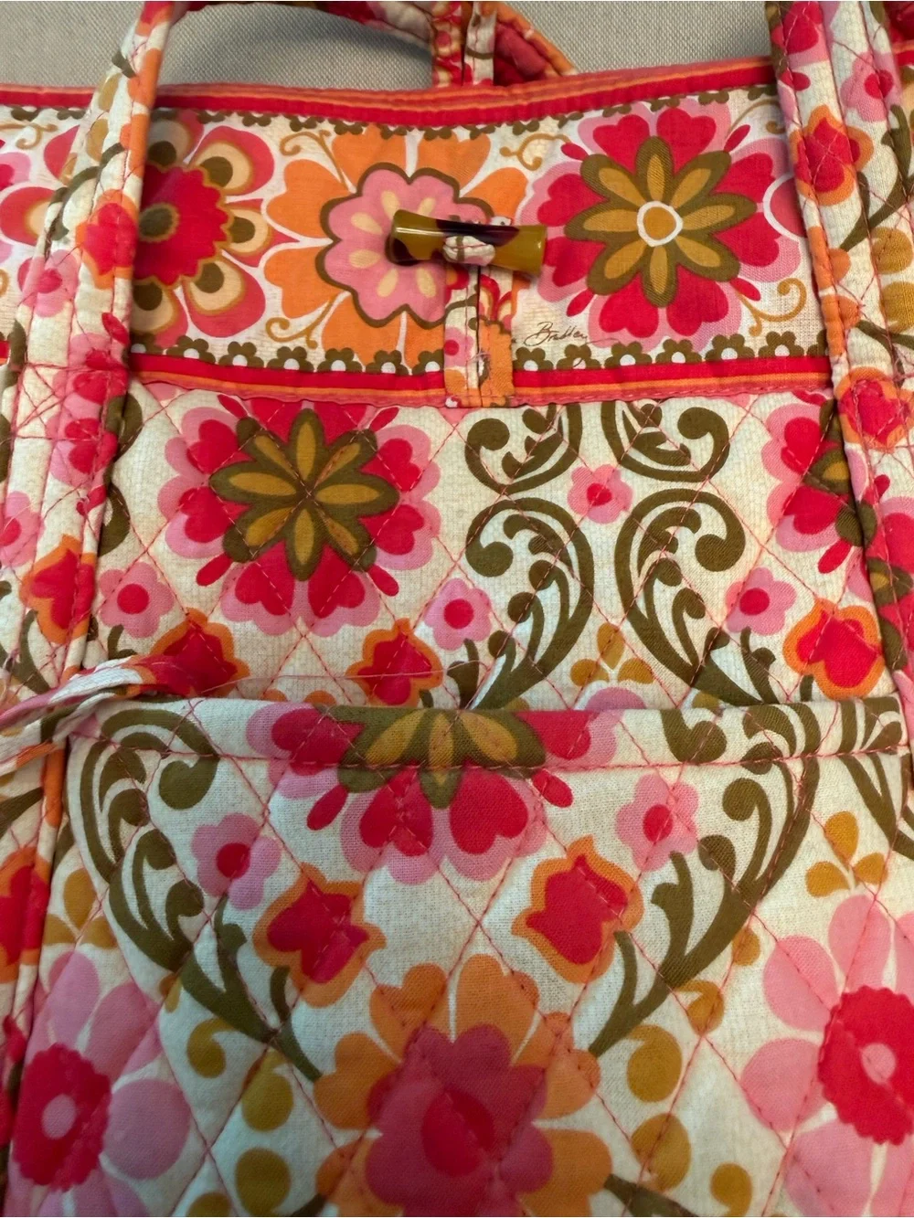 Vera Bradley Retired Folkloric Pattern Large Toggle Tote Bag - Picture 4 of 11